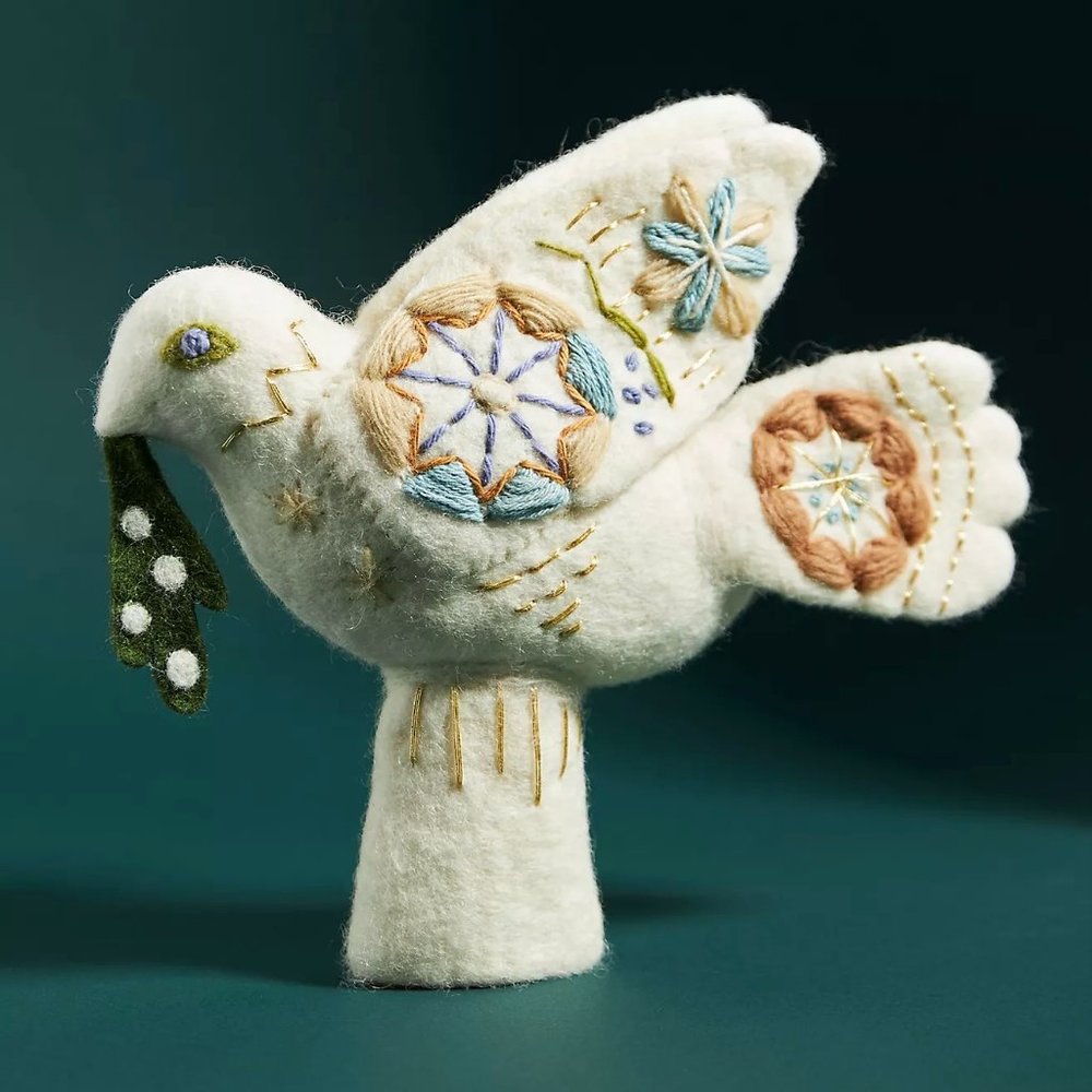 Anthropologie Unity Felt Dove Tree Topper - Picture 2 of 4